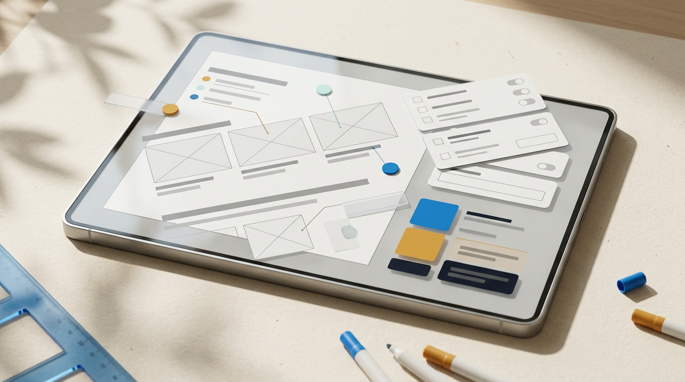 Composición de auditoría web con página revisada, checklist, fricciones y prioridades.